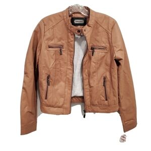 NEW Jou Jou Juniors Faux-Leather Pink Moto Jacket